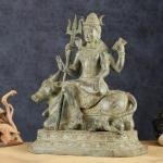 Indonesian Bronze Lord Shiva Seated on Nandi | 16" x 14" x 8" | 4.6 kg | Lost Wax Cast Bronze Sculpture | Traditional Hindu Art | Sacred Statue | Jaipurio